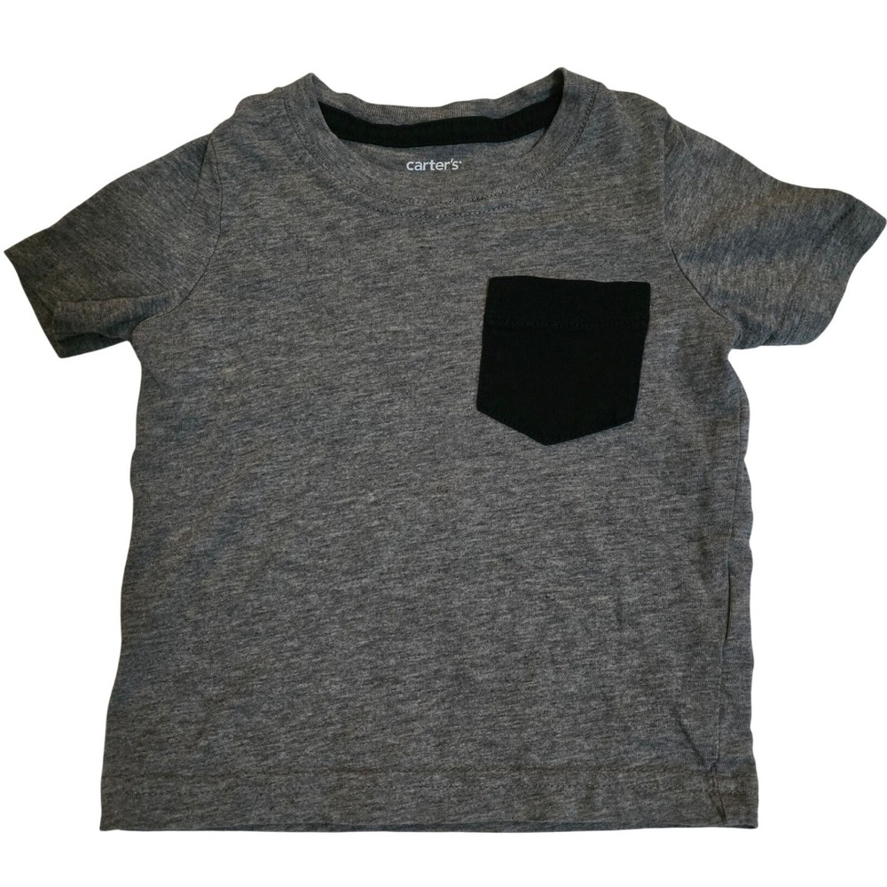Carters Baby Boys Gray Heather Short Sleeve Pocket T-Shirt 9M Gray Black